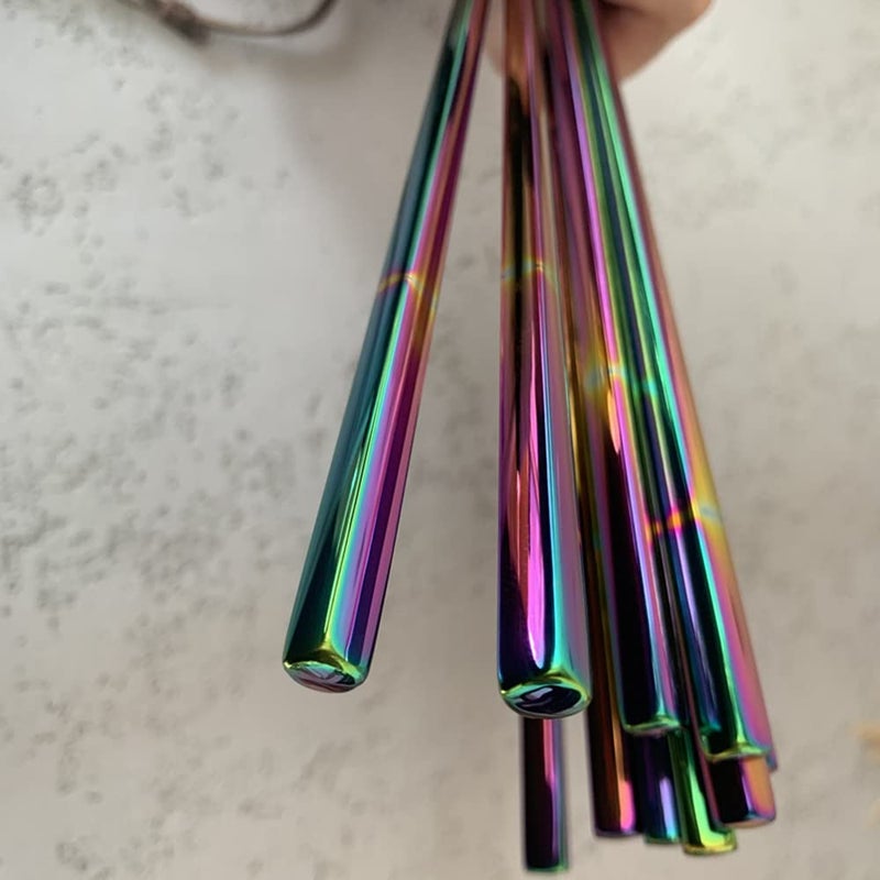 Koolemon 5pairs Polished Multicolor Rainbow 304 Stainless Steel Chopsticks Set,Metal Chopsticks Reusable, Dishwasher Safe, Traditional Chopstick,9.3inch,Chinese Japanese Chop stick - Image 3
